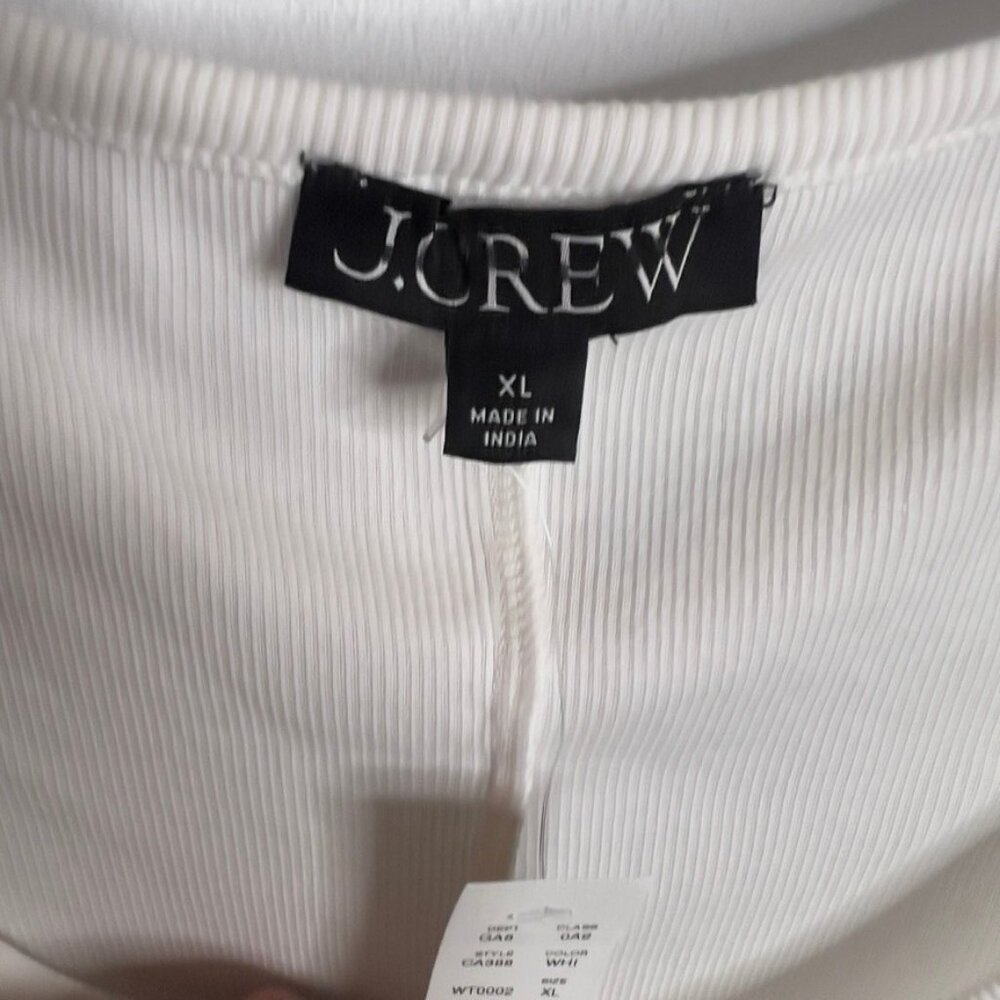 J.Crew Womens Fine Rib Racerback Tank Top White Size XL CA388 - Picture 2 of 5
